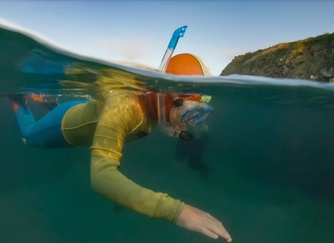 Young snorkeller underwater, Image by Lewis Jefferies
