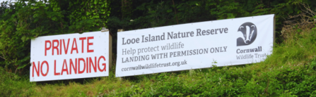 Looe Island, Permission to land signage